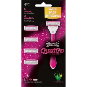 Wilkinson Sword Quattro For Women бритва, 1 шт. + картриджи, 4 шт./1 уп.