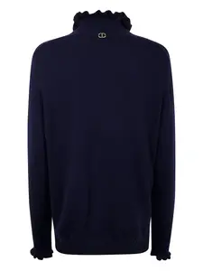 Свитер с высоким воротом и логотипом TWINSET, синий