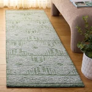 Ковер SAFAVIEH, 69 x 244 см, Pine Collection - ковер-дорожка, Green & Ivory, ручной работы из шерсти, идеально для гостиной, коридора, холла, прихожей, спальни (PNE603Y)