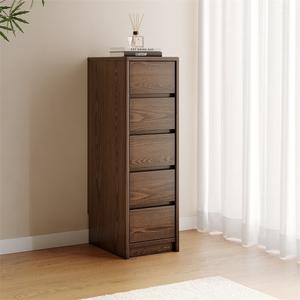Quanu Комод из массива дерева для спальни или гостиной, 5 ящиков, узкий для хранения в ограниченном пространстве, цвет Walnut или Red Oak