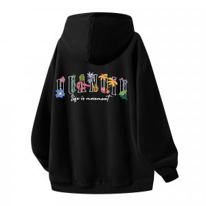 Толстовка Unisex Hooded Thickened Heavyweight HUANQIU, черный (hat drawstring fleece-lined)