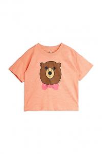 Детская хлопковая футболка с медведем Mini Rodini, оранжевый