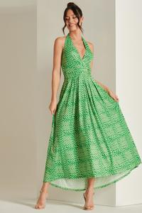 Платье макси с глубоким вырезом и присборенной спиной Jolie Moi, зеленый