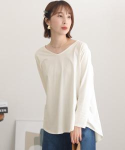 Топ с V-образным вырезом и длинными рукавами, с боковыми складками, красивый топ, блузка с длинными рукавами, рукава три четверти Pourvous, цвет Off White