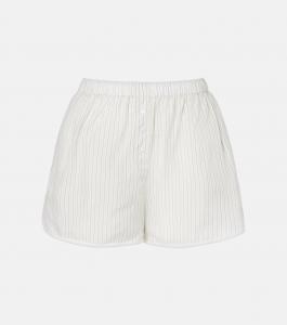 Бренна полосатые шорты с прозрачной вставкой The Frankie Shop, White/Black Stripe