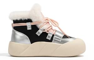 Зимние ботинки женские Humanism 1986 на толстой подошве, черный/розовый