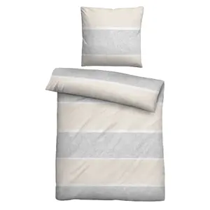 Постельное белье Biberna «Jonas Biber Stripes», (2 шт.), приятное, теплое, мягкое, простое в уходе, 100% хлопок, производство Германия, цвет kitt