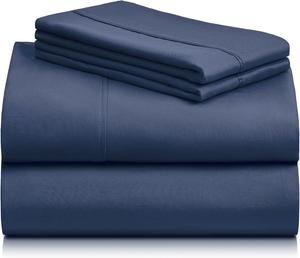 Комплект постельного белья LuxClub, 4 предмета, 229х260/153х203/51х76 см, темно-синий