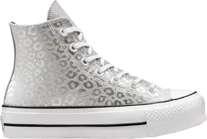 Кроссовки Converse Wmns Chuck Taylor All Star Platform High Glitter Leopard Spots, серебряный