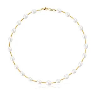 Колье-чокер Tous Tube Cultured Pearls Gloss, позолоченное серебро/жемчуг