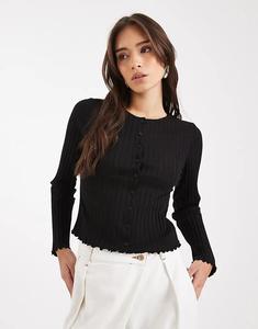 Кардиган Miss Selfridge в рубчик черного цвета