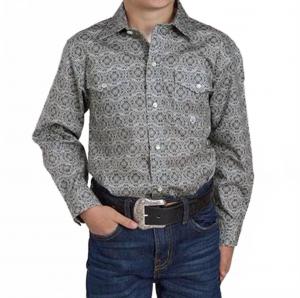 Мальчиковая рубашка на кнопках с длинным рукавом Stetson, серый