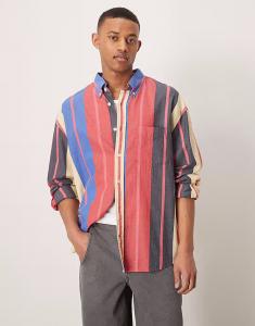 Рубашка свободного кроя GANT из ткани сирсакер в полоску, многоцветная