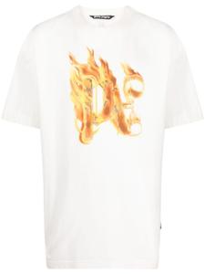 Palm Angels футболка Burning с монограммой, белый