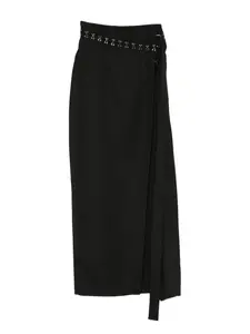 Юбка миди с запахом и декором NISSA, черный