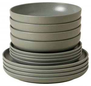 КОМПЛЕКСНЫЙ НАБОР Sage Green PACIFICA, 12 ПРЕДМЕТОВ, НА 4 ЧЕЛОВЕКА Costa Nova, шалфейно-зеленый