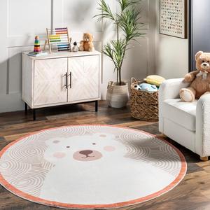 Ковер nuLOOM, 183 x 183 см, Lenny Polal Bear, машинная стирка, круглый, Ivory