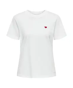 Футболка с вышивкой в виде сердца, короткие рукава, круглый вырез горловины. Jacqueline De Yong, белый