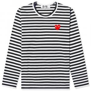 Футболка Comme des Garcons Play Women's Long Sleeve Heart Logo Stripe