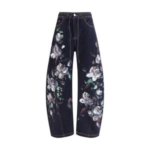 Джинсы с цветочным принтом Ella.Shoes, синий