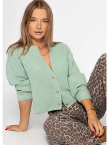 Кардиган с V-образным вырезом цвета шалфея SASSYCLASSY