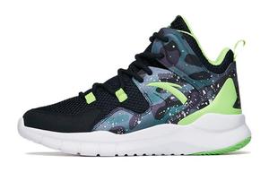 Детские баскетбольные кроссовки GS High-top черные/флуоресцентные электронные зеленые Anta Kids