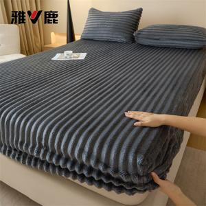 Yalu Простыня на резинке 180х200 см, вельвет, искусственный кроличий мех, цвет Deep Gray