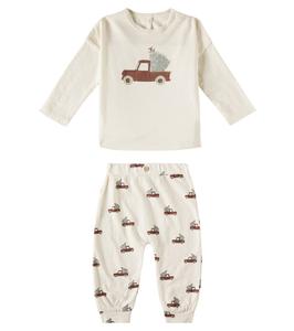 Комплект из хлопковой толстовки и спортивных штанов Baby Trucks Rylee + Cru, Natural