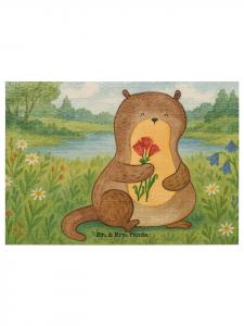 Mr. & Mrs. Panda Дизайн букета из пазлов с изображением выдры в белом цвете (без надписи)