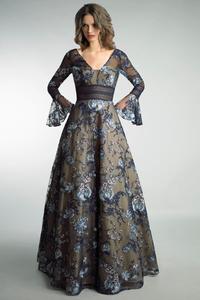 Платье с цветочным принтом и рукавами-колокольчиками Basix Black Label, Multi Navy