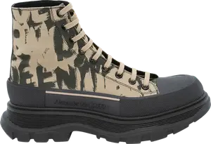Кроссовки Alexander McQueen Tread Slick Boot Beige Black Graffiti, загар