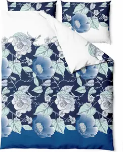 Постельное белье, хлопок, высшего качества 160х200 Пионы Синие Цветы Zaratex