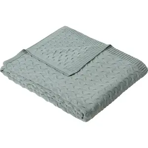 Плед Strickdecke Somero с вязаными узорами, уютный плед Ibena, бирюзовый