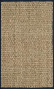 Ковер SAFAVIEH, 77 x 122 см, коллекции Natural Fiber, Natural & Blue, Seagrass, плетение Basketweave с каймой (NF114E)