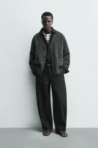 Кардиган из фактурной шерсти Zara, антрацитово-серый