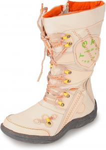 Женские сапоги до середины голени TMA EYES из искусственной кожи с декоративной строчкой, White