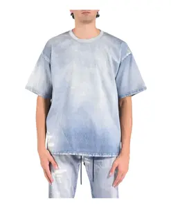 Футболка с ребристым воротником, имитирующим джинсовую ткань. Diesel, синий