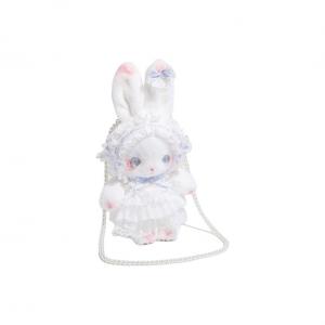 Кролик с бантом из шнурков плюшевая кукла высота 27см XIWANTONG