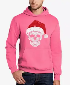 Мужская толстовка с капюшоном Santa Skull Word Art La Pop Art, розовый