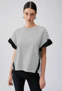 Футболка в полоску с принтом в виде пуговиц, украшенных стразами. Liu Jo, Black