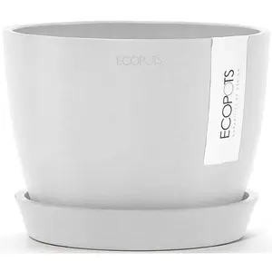 Цветочный горшок ECOPOTS «Стокгольм Мини 16 Белый», для внутреннего и наружного применения: морозостойкий, ударопрочный и светостойкий