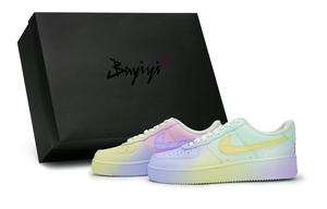 Nike Кроссовки для скейтбординга Air Force 1 с противоскользящим покрытием, устойчивые к износу, унисекс, розовые, желтые, фиолетовые