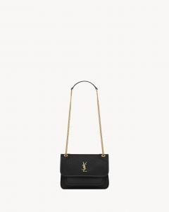 NIKI мини из зернистой овечьей кожи SAINT LAURENT, черный