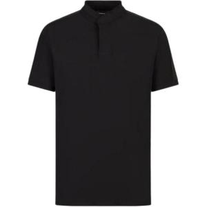 Хлопковая рубашка-поло с логотипом Emporio Armani, черный