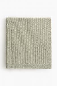 Плед H&M Home Moss-stitched Cotton, 90X90 см, светло-зеленый хаки