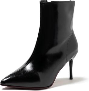 Generic Женские ботильоны с заостренным носком, черная лаковая кожа, каблук-стилет