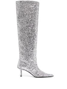 Alexander Wang Viola 60mm glitter long boots, серебристый
