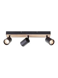 Brilliant Светодиодный прожектор Jello Wood - 3 лампы, черный/дерево, с регулировкой яркости, теплый белый свет