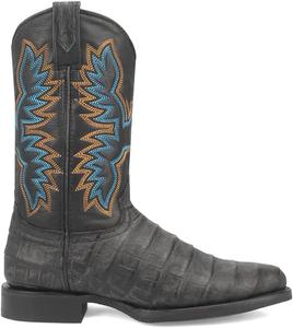 Мужские сапоги Dingo Trail Boss с вышивкой аллигатора, с круглым носком, без шнуровки, черный