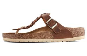 Женские плетеные сандалии Gizeh из вощеной кожи с узким кроем «Коньячный» Birkenstock, Brown